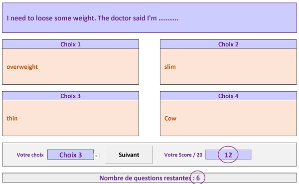 Evaluation Excel par questions aléatoires issues de base de données Access gérées en VBA