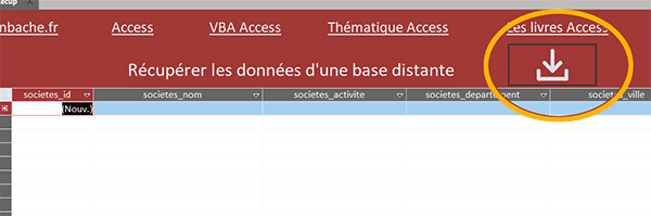 Formulaire Access pour récupérer les informations d-une base de données téléchargée par le code VBA