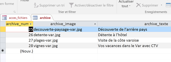 Enregistrer et archiver données dans table de base de données en VBA Access