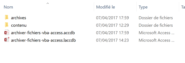 Dossier local pour archiver données par code Visual Basic Access