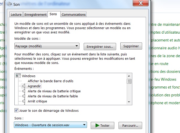 Associer des sons à des actions Windows