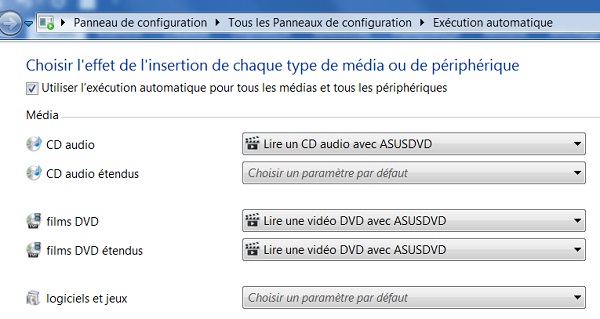 Paramétrer action automatique insertion média