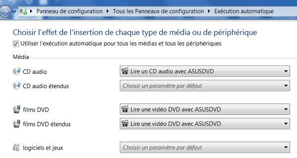 Paramétrer action automatique insertion média