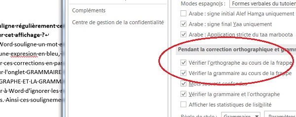Désactiver correction orthographique de Word