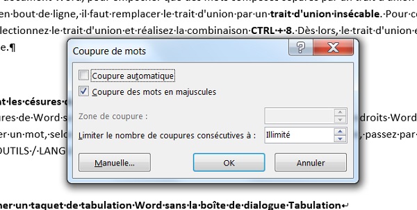 Couper les mots sur les syllabes dans Word