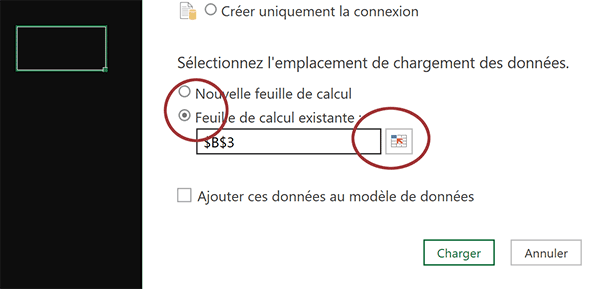 Définir la cellule de départ pour importation des fichiers du dossier avec PowerQuery Excel