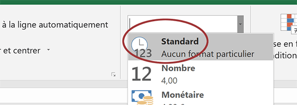 Adapter le format de cellule Excel pour afficher des valeurs entières résultant du calcul de dénombrement