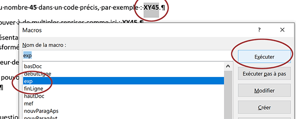 Exécuter une macro VBA Word sur un texte sélectionné