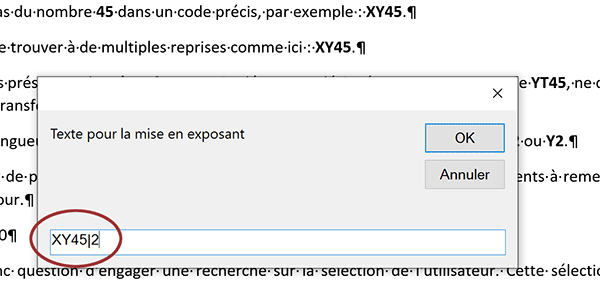 Rechercher un code alphanumérique en VBA Word