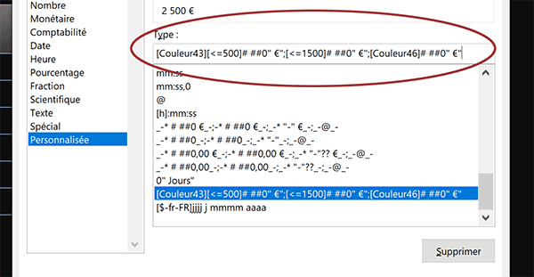 Format Excel personnalisé pour changer automatiquement la couleur de la cellule en fonction de la valeur du nombre