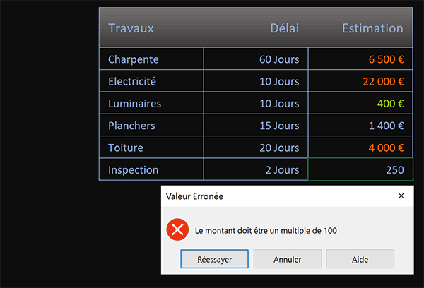 Interdire la saisie de nombres non multiples dans les cellules Excel