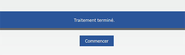 Traitement terminé pour la barre de progression Css sur la page Html