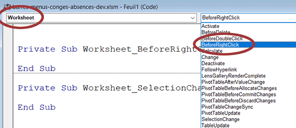 Déclencher un code VBA Excel au clic droit sur les cellules de la feuille