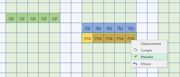 Gérer les absences dans un planning Excel avec un menu contectuel personnalisé par le VBA