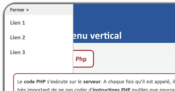 Afficher ou masquer la barre de menu grâce au code Javascript et aux styles Css