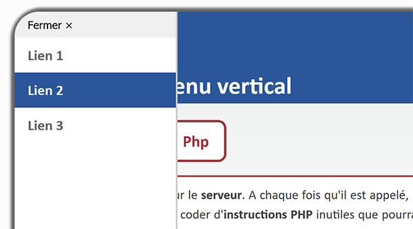 Barre de navigation verticale Html avec les styles Css