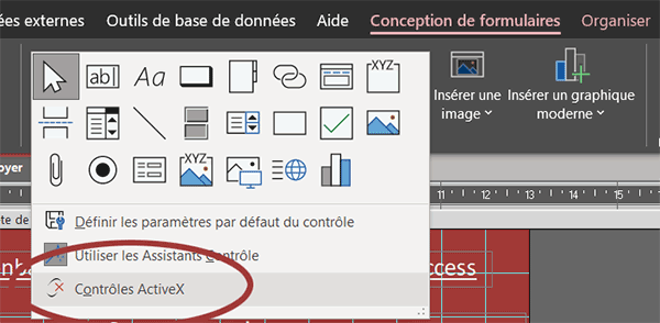 Ajouter un contrôle ActiveX sur un formulaire Access