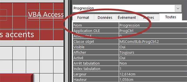 Renommer le contrôle ProgressBar sur le formulaire Access