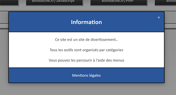 Boîte de dialogue Css sur une page Html