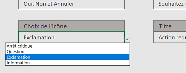 Choisir icône graphique pour boîte de dialogue Excel personnalisée