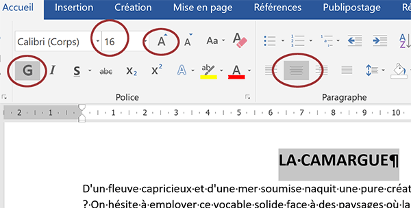 Mise en forme du paragraphe de titre Word par les raccourcis clavier