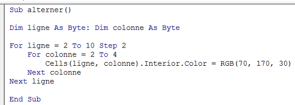 Pas incrémentation boucle For en VBA Excel