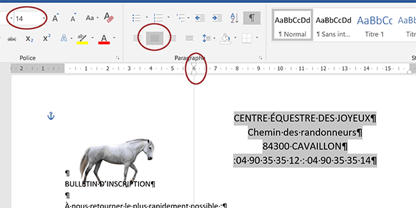 Centrer des paragraphes de textes Word à côté image ou photo
