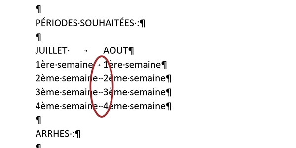 Réorganiser les informations des paragraphes pour accueilir les cases à cocher