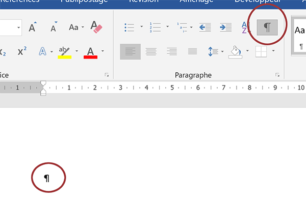 Afficher les caractères invisibles pour la conception du bulletin de participation Word