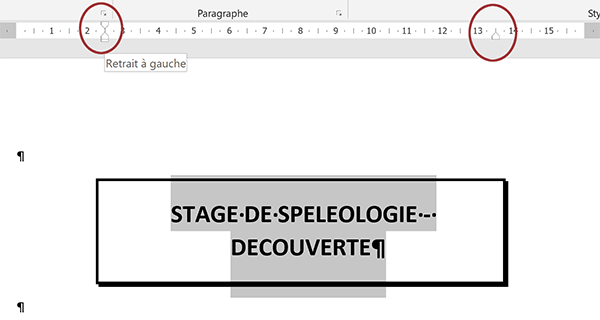 Ajuster largeur de bordure de paragraphe Word par la position des retraits sur la règle