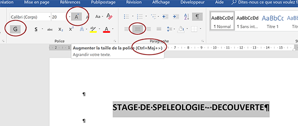 Mise en forme titre de document Word par raccourcis clavier