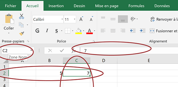 Coordonnées des cellules de feuille Excel pour construire des calculs dynamiques