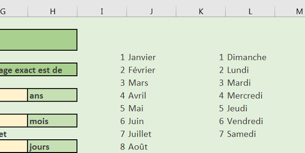 Le premier jour de la semaine est le Dimanche dans Excel