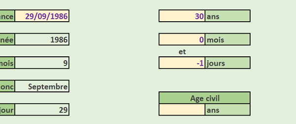 Tableau pour opérations sur dates Dans Excel