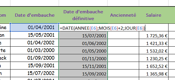 Incrémenter une date en nombres de mois grâce à une fonction Excel