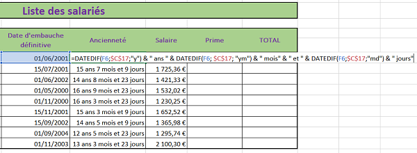 Calculer écart dynamique entre deux dates en années, mois et jours avec Excel