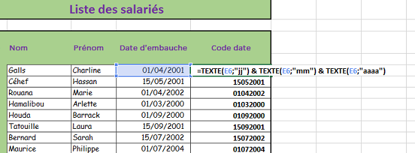 Convertir Dates en nombres et chiffres avec les zéros devant dans Excel