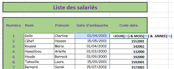 Transformer une date Excel en suite de chiffres et nombres