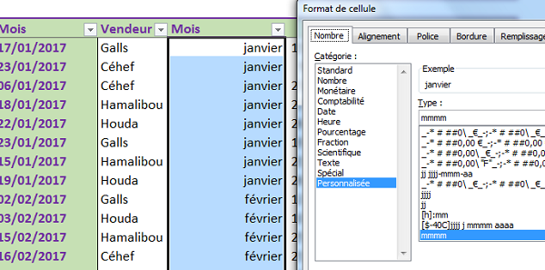 Format de date Excel pour précision affichage mois en texte