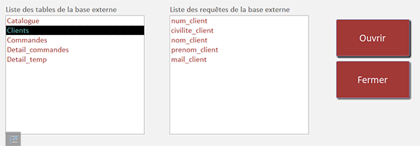 Formulaire Access pour récupérer les noms des champs de tables externes en VBA