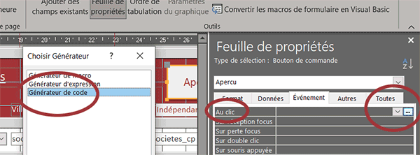 Associer un code VBA Access au clic sur un bouton de formulaire