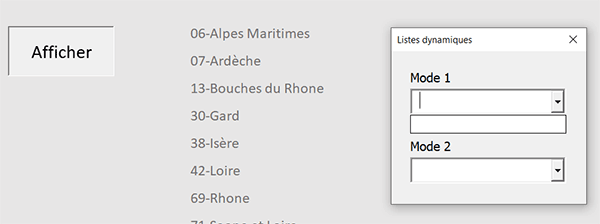 Bouton de feuille Excel pour afficher un formulaire VBA avec deux listes déroulantes