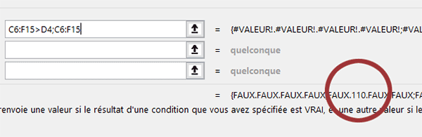 Matrice de nombres directement supérieurs à la valeur cherchée avec Excel