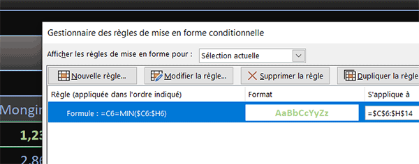 Repérer en couleur les fournisseurs les moins chers par mise en forme conditionnelle Excel