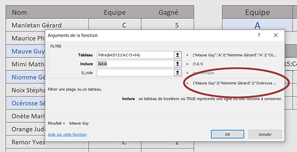 Choisir les colonnes à extraire avec la fonction Excel Filtre