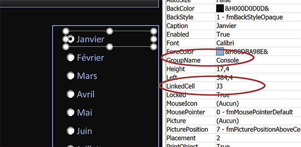 Propriété groupe option des cases à cocher, contrôles ActiveX Excel