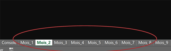 Tableaux des ventes par mois dans des onglets Excel différents