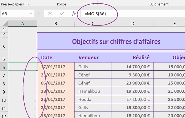 Fonction Excel pour transformer texte du mois en chiffre afin de comparer