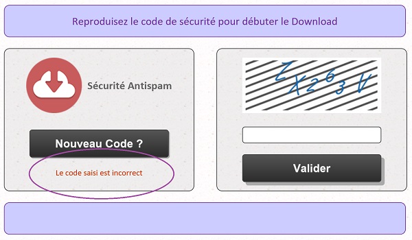 Accès fermé, saisie erronée du code de sécurité contrôlé en Javascript