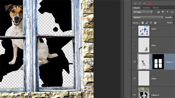 Coller dedans, masque de fusion Photoshop